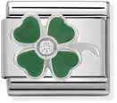 Nomination Classic Green Clover Sterling Silver & Steel Enamel Charm 330305/13