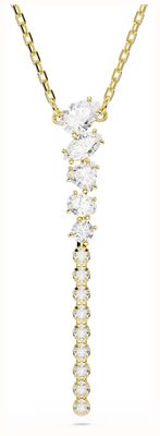 Swarovski Mesmera Y necklace, Mixed cuts, White, 18K gold finish 5747997