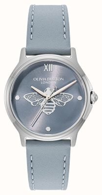 Olivia Burton Classic Bee (29.8mm) Light Blue Dial / Light Blue Leather Strap 24000343