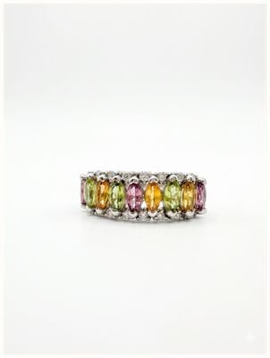 Pre-owned 9ct White Gold Diamond And Marquise Multistone Ring J40969