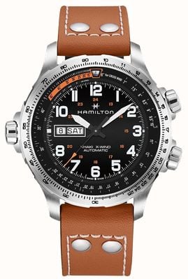 Hamilton Khaki Aviation X-Wind Day-Date Automatic (45mm) Black Dial / Brown Leather Strap H77755533
