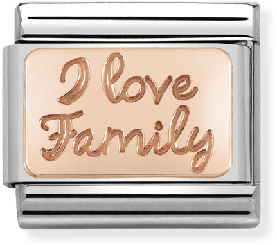 Nomination Classic I Love Family 9ct Rose Gold & Steel Charm 430101/41