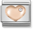 Nomination Classic Heart 9ct Rose Gold & Steel Charm 430305/01
