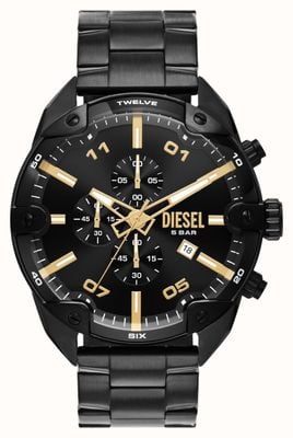 Diesel Men's Spiked (49mm) Black Dial / Black Stainless Steel Bracelet DZ4644