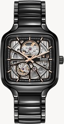 RADO True Square Automatic Open Heart (38mm) Black Dial / Black High-Tech Ceramic Bracelet R27086162