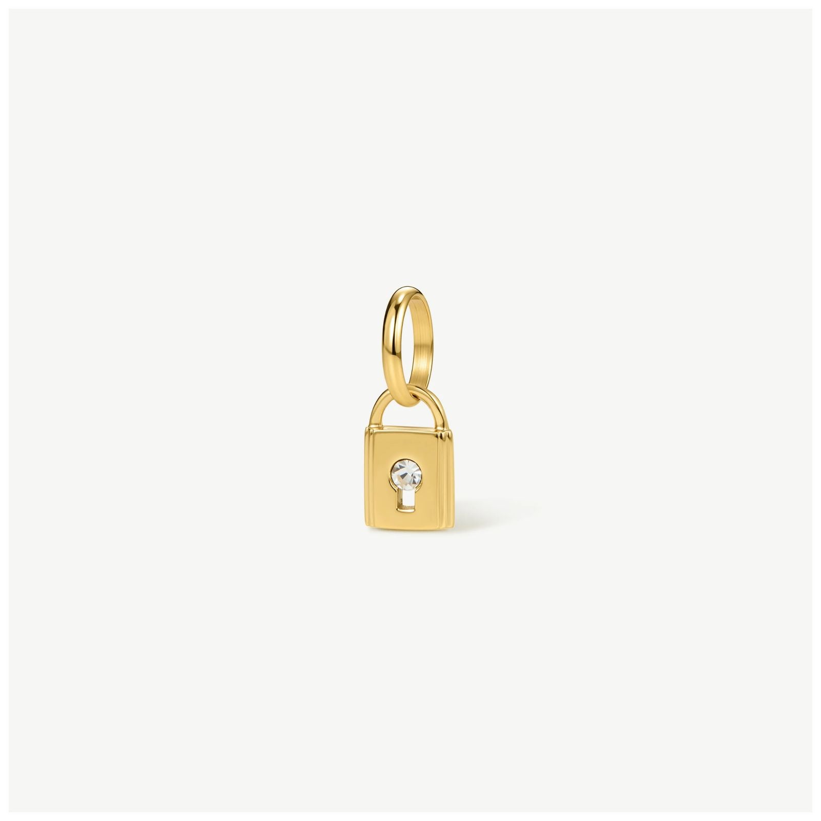 D.LOUISE CH-38 Gold Tone White Stone Mini Padlock Charm Jewellery