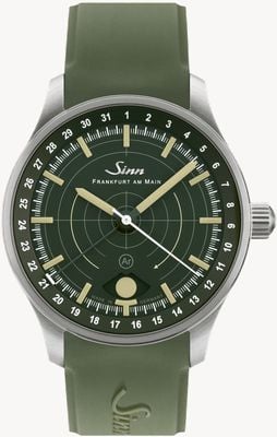 Sinn 308 Hunting Watch (40mm) Dark Green Dial / Green Silicone Strap 308.010 SILICONE