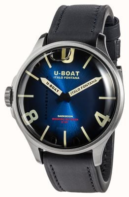 U-Boat Darkmoon Kama SS (46.5mm) Photochromic Blue-Black Soleil Dial / Black Calfskin Leather Strap Watch 3340