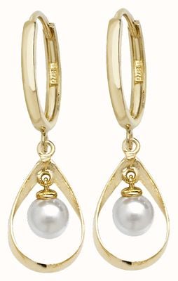 James Moore TH 9k Yellow Gold Drop Pearl Earrings ER1135