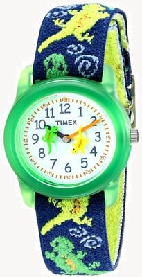 Timex Kid's Gecko Watch (28mm) White Dial / Blue Fabric Strap T72881