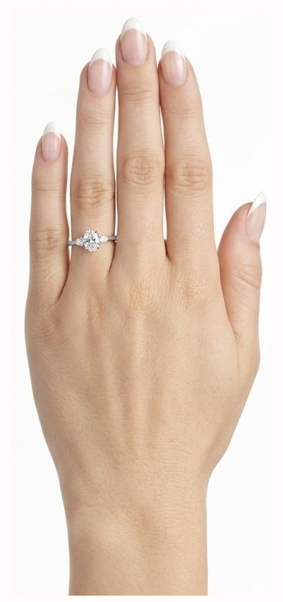 0.72ct Oval & Pear Natural Diamond Platinum Trilogy Ring J14664 - alternate view 4