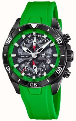 Lotus Vortex Quartz Chronograph (44mm) Green & Black Transparent Dial / Green Rubber Strap L18945/4