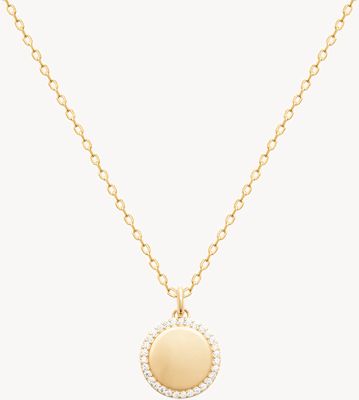 Burren Jewellery 18k Gold Plated Disk Circular Pendant With Cz Stone Outline P1713