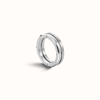 Herbelin Newport Duo Ring - Brushed And Polished Stainless Steel - 7mm