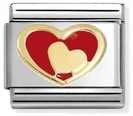 Nomination Classic Red & Gold Heart 18ct Gold & Steel Charm 030283/28