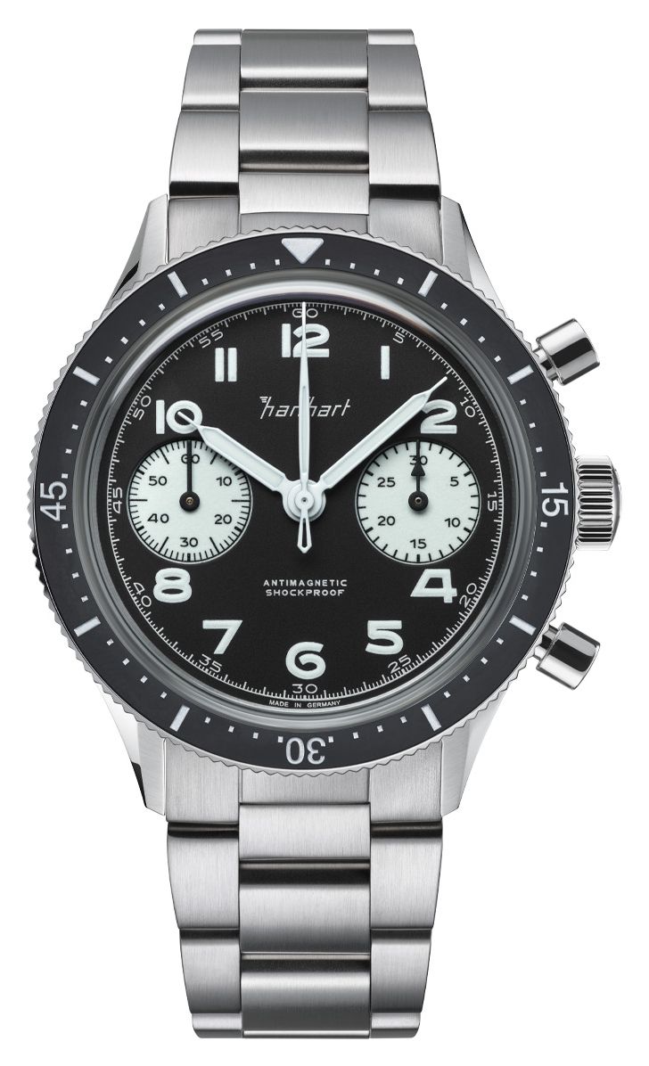 Hanhart H703.211-6428 415 ES Reverse Panda (39mm) Black Dial Watch