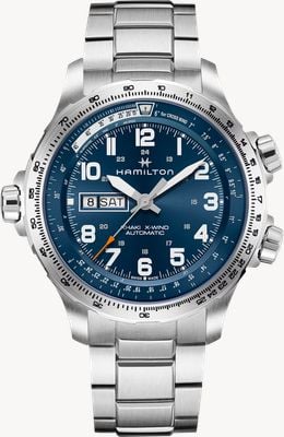 Hamilton Khaki Aviation X-Wind Day-Date Automatic (45mm) Blue Dial / Stainless Steel Bracelet H77765141