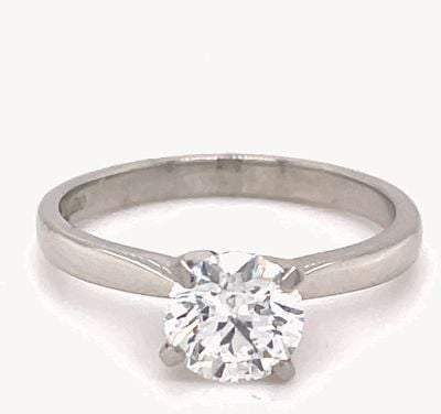 Platinum 1.00ct Rbc Diamond E Si2 Xxx N 4 Claw Plat Mount J11854
