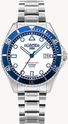 Roamer Pro Diver 200 Power-Battery (43mm) White Dial / Stainless Steel Bracelet 969845 41 15 20