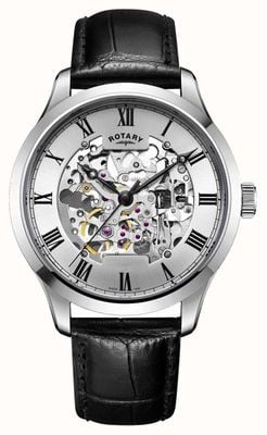 Rotary Skeleton Automatic (42mm) Silver Dial / Black Leather Strap GS02940/06