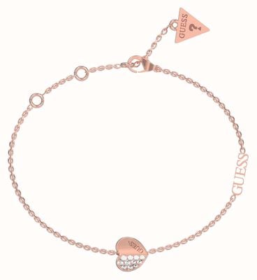 Guess Lovely Heart Charm Bracelet Rose Gold JUBB03036JWRGL