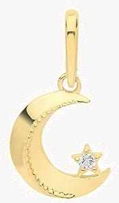 Treasure House 9k Yellow Gold  Star Moon Cubic Zirconia Pendant Only PN1129