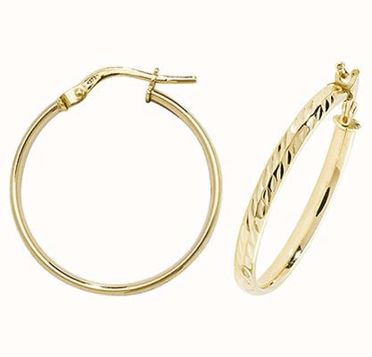 James Moore TH 9CT YEL GOLD 20MM DC HOOP EARRINGS ER1042-20