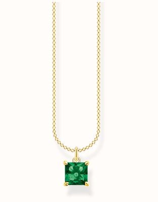 Thomas Sabo Sterling Silver Gold Plated Green Stone Necklace KE2089-971- KE2089-971-6-L45V