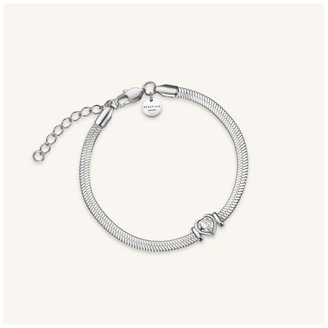 Rosefield Jewellery JBSWS-J1011 Snake White Heart Silver