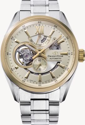 Orient Star Modern Skeleton Automatic (41mm) Champagne Dial / Stainless Steel Bracelet RE-AV0124G00B