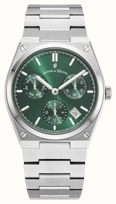 Jacques Du Manoir Horizon Multifunction Quartz (41mm) Green Dial / Stainless Steel Bracelet JWN05702