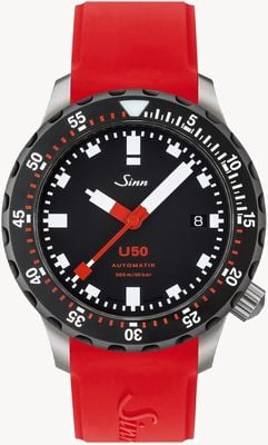 Sinn U50 SDR | Red Rubber Strap | Black Dial Watch 1050.040
