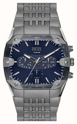 Diesel Spiked Cushion Quartz Chrono (45mm) Navy Sunray Dial / Gunmetal PVD Stainless Steel Bracelet DZ4717