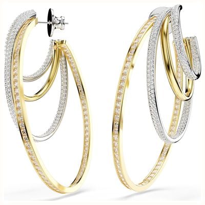 Swarovski Hyperbola Hoop Earrings White Crystals Mixed Metal Finish 5691618