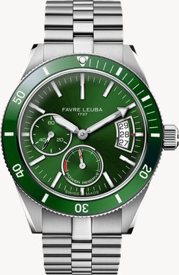 Favre Leuba Deep Raider Power-Reserve Automatic (40mm) Green Sunray Dial / Stainless Steel Bracelet Watch 00.20310.109.03.200