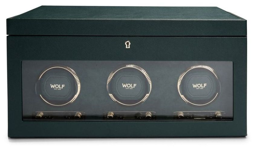WOLF 792341 British Racing Triple Watch Winder With Storage Jewellery