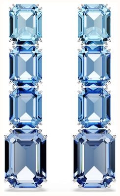 Swarovski Millenia Drop Earrings Octagon Cut Blue Crystals Rhodium Plated 5696516