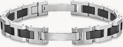 Herbelin Cap Camarat Bracelet - Brushed Stainless Steel And Black Sandblasted Ceramic - 10mm (Adjustable) BCC10ABCN