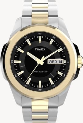 Timex Essex Day/Date (45mm) Black Dial / Two-Tone Stainless Steel Bracelet TW2Y35300