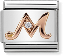 Nomination Classic Letter M 9ct Rose Gold & Steel Charm 430310/13
