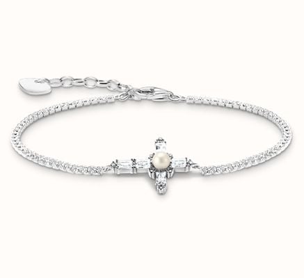 Thomas Sabo Cross Crystal-Set Sterling Silver Bracelet A2173-167-14-L19V