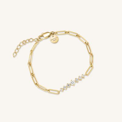 Rosefield Jewellery Graduated Crystal Bar Paperclip Bracelet JBCBG-J1023