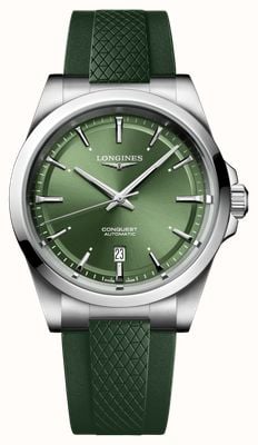 LONGINES Conquest Automatic (41mm) Sunray Green Dial / Green Rubber Strap L38304029