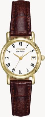 Citizen Women's White Dial Brown Leather Strap EW1272-01B