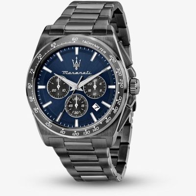 Maserati VELOCITÀ 43MM Chronograph Blue Dial Gun Metal Bracelet R8873652015