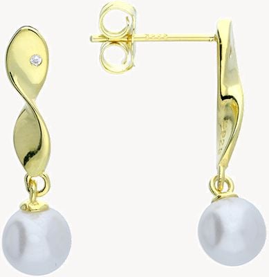 Sterling Silver Gold-Plated Twisted Pearl Drop Earrings H7205/Y