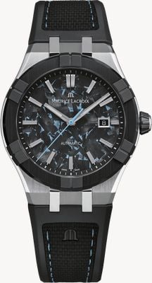 Maurice Lacroix AIKON-IC FROZEN CARBON Automatic (43mm) Turquoise Frozen Carbon Dial / Black Bi-Rubber Strap Watch AC6008-SSL20-430-2