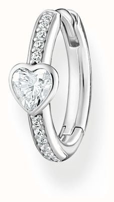 Thomas Sabo Sterling Silver Crystal Set Heart Single Hoop Earring CR692-051-14