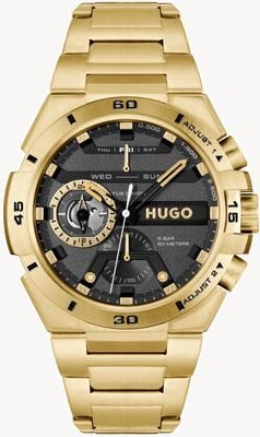 HUGO #wild (46mm) Black Dial / Gold-Tone Stainless Steel Bracelet 1530338
