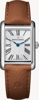 Maurice Lacroix Fiaba Square (24mm) Silver Sunbrushed 'fliniqué' Dial / Brown Leather Strap FA1205-SS001-110-3